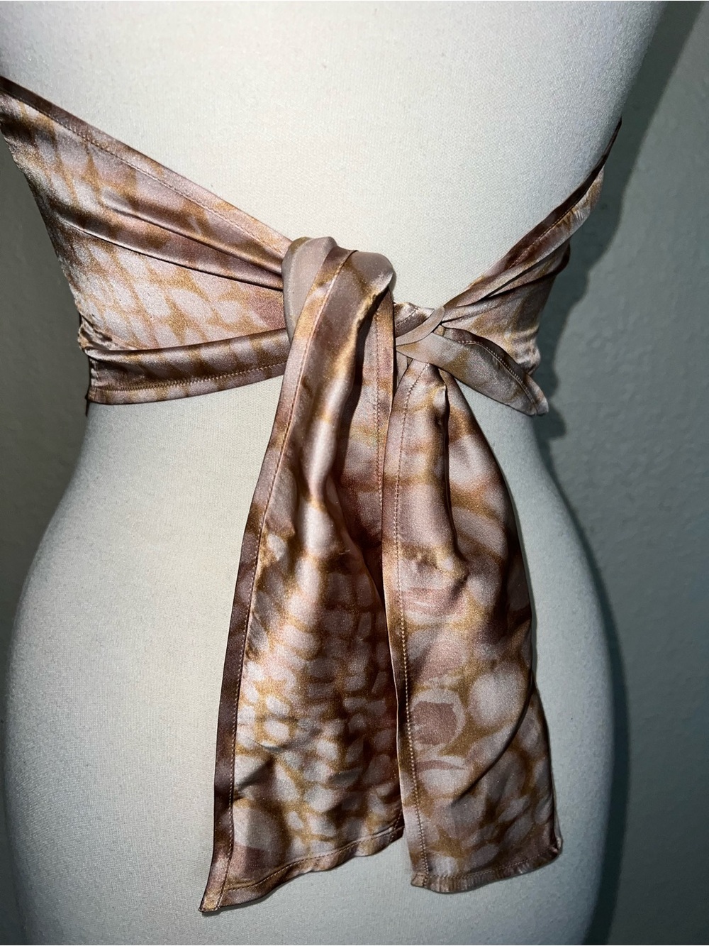 Victoria's Secret Brown Reptile-Print Silk Halter Top - Picture 5 of 10